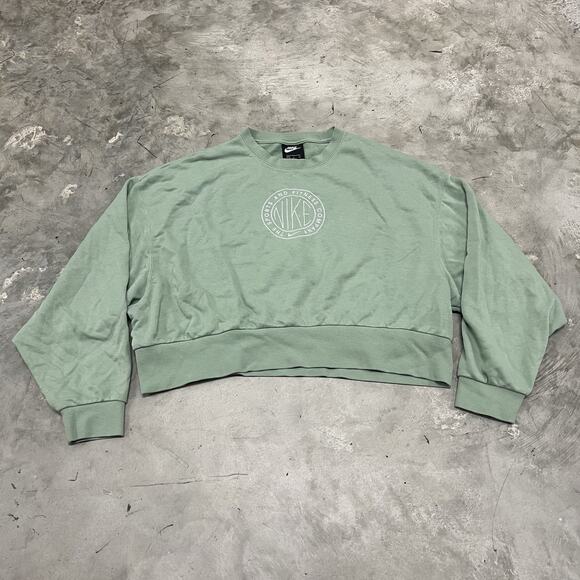 Nike Sportswear Femme Crew Womens Sweatshirt Mint Green Sz S CZ8558-006 Cropped - Picture 1 of 8